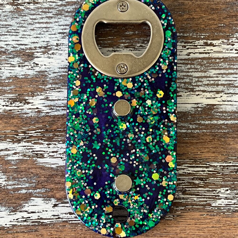 Cosmic Purple Resin Bottle Opener with Fridge Magnet Bar Accessories Beer Bottle - Picture 3 of 3